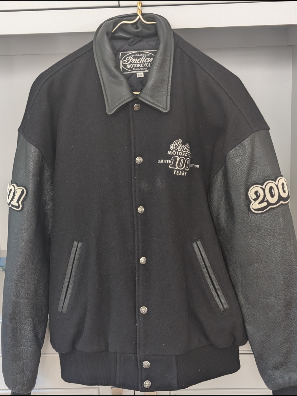Vintage Indian Motorcycle Men’s L Black 100 Years Commemorative Jacket